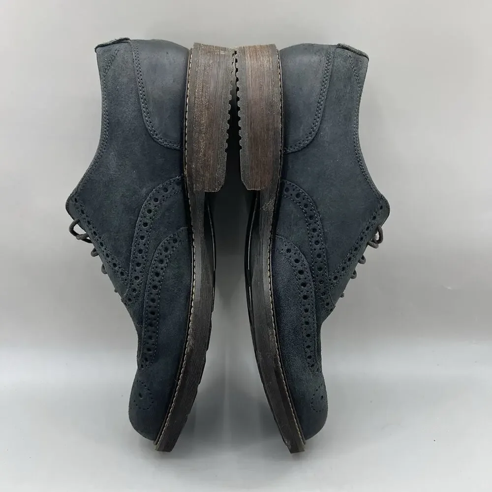 ECCO Kenton Wingtip Brogue Shoes Men Size 10 Blue Nubuck Leather Casual Oxford
